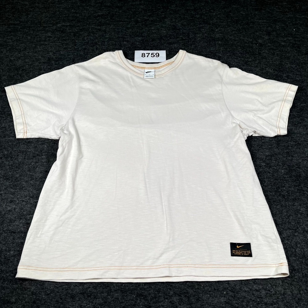 Nike T Shirt Mens XL Beige Cotton Crew Neck Short Sleeve Outdoor Streetwear